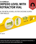 Die Cast Torpedo Level With Protractor Vial And Adjustable 360 Degree Vial, Inline Vertical Plumb Vial, Rugged Aluminum Body