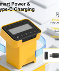 Smart Power & Type-C charging device with digital display, yellow casing for efficient energy use and quick recharging.