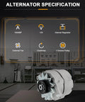 One Wire 100 Amp Alternator Replacement For 10SI Self Exciting Units shown with specification icons for SBC BBC GM High Output Vehicles