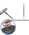 4 Pack Tire Reamer Drill Bits Probes For Puncture Repair Needle Attachments Replacement For Tire Plug Kits in use on a car tire