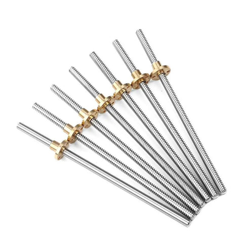 T8 Lead Screw 8mm Diameter For 3D Printers With Brass Nut 100mm To 600mm Length Options Lead 1mm 2mm 4mm 8mm 10mm 12mm Top Notch Linear