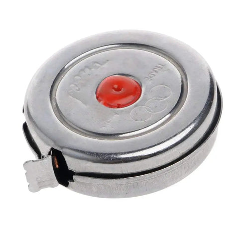 Heavy Duty Retractable Tape Measure With Self Locking Belt Loop Clip And Strong Magnetic Hook For Fast Woodworking Construction On Professional Job Sites And Home Outdoor Renovations, top view of metallic casing.