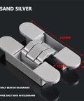 Concealed Hidden Door Hinge For Furniture And Folding Doors With Screws, 3D Adjustable Invisible Hinge in Sand Silver Finish