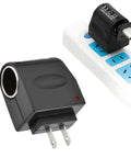 Zero Hassle Wall To Ride Power Adapter Runs Your Car Gadgets Indoors Plug Straight Into Any Home Socket Convert AC To DC in black.