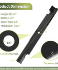 Product dimensions of 60 Inch Deck High Lift Lawn Mower Blades 3 Pack Replaces 105-7718-03 and 115-9649-03 with specifications shown