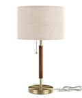 Mid Century Table Lamp With Pull Chain Switch Solid Wood And Metal Pole Frosted Bronze Wood Finish Modern Nightstand Lamp For Bedroom Living Room And Office Cozy Vibe Warm Glow Ambience