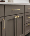 10 Pack Polished Brass Cabinet Pulls Five Inch Center To Center Spacing Five Point Six Inches Overall Length Zinc Alloy Solid Round Drawer Handles