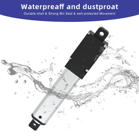 4 Inch Beefy 120N 12V Electric Linear Actuator With 100mm Stroke, 5 To 8 Inch Extended Reach showing water and dust protection feature