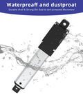 Compact 12V Linear Actuator With 1 Inch Stroke, 28 Lbs Lift, shown in waterproof test with water-resistant casing