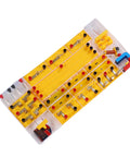 Physics Experiment Kit For Curious Minds Electricity And Magnetism Lab Set with yellow components and ammeter in a storage box