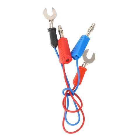 Red and blue wires with alligator clips for Magnetism Experiment Kit For Hands On Electrical Science Projects For Classrooms Teaching Magnetic Field And Current Effects With A Simple DC Power Supply 3 To 6 Volts.