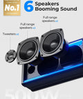 Six Speaker Metal UTV Sound Bar, 25 Inch IP65 Waterproof ATV and Golf Cart Speaker With RGB Lights, SXS Compatible With Polaris RZR Can Am