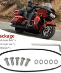 Heavy Duty Titanium Derby Cover Screw Bolt Kit For Street Glide Dyna Softail Ultra Limited And Breakout With Sleek Black Finish, includes 5 bolts and hex wrench.