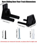 Two Pack Sliding Barn Door Floor Guides For Bottom Track Adjustable Roller With Screws And Expansion Tubes shown with dimensions