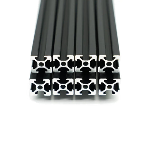 Premium Heavy Duty 8 Pieces 2020 T Slot Aluminum Extrusion Profile Black Anodized 700mm Linear Rails European Standard 6063 T5 close-up view
