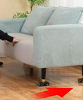 Heavy Duty Steel Roller Sofa Mover Tool With Moving Brakes And Non Slip Pads For Lifting Couches Fridge Up To 350kg Capacity Home Office Transport in use under a couch.