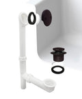 Heavy Duty 14 Inch Bathtub Waste And Overflow Assembly With Kick Style Drain Plug And Two Hole Faceplate Oil Rubbed Bronze 12 Pack parts displayed.