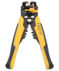 Kickass Heavy Duty Auto Wire Stripper And Crimping Pliers Pro Gear For Electricians Rapid Line Stripping Multi Function Cable Cutter Tool With Rugged Yellow Grip, showing the pliers' cutting edges and yellow grip.