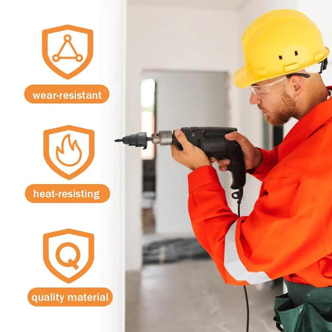 Worker using Power Conduit Reamer Tool Kit Beefy Pro Grade with Universal Fit for electrical work indoors