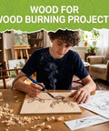 Basswood sheets 12x12, 1/8 in, Baccraniate 4-pack, shown being wood-burned by artist.