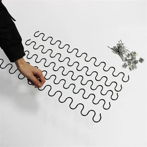 Extra Long Sofa Spring Repair Kit With Clips and Screws for DIY Recliner Fix 35cm to 80cm showing springs and nails