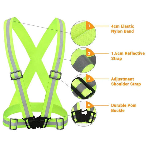 High Visibility Reflective Safety Vest 2 Pack for Night with nylon bands, reflective straps, and adjustable buckle details