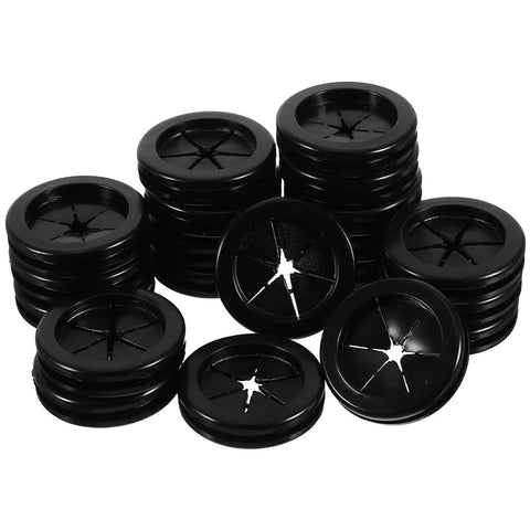 40 Piece Rubber Grommet Kit With Double Sided Hole Plugs For Dope Cable Management Black Wire Protection Durable Desk Grommets For Home Office PC Setup Sturdy Cable Routing Great For DIY Projects, black rubber desk grommets stacked