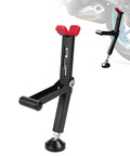 Compact Foldable Motorcycle Wheel Lift Stand for Front or Rear Wheels, lightweight aluminum design, easy to carry and store.