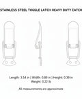 Heavy Duty Toggle Latch With Secure Grip Keeps Hinged Lids And Panels Locked Firm During Transport, stainless steel design, 3.54 in length.