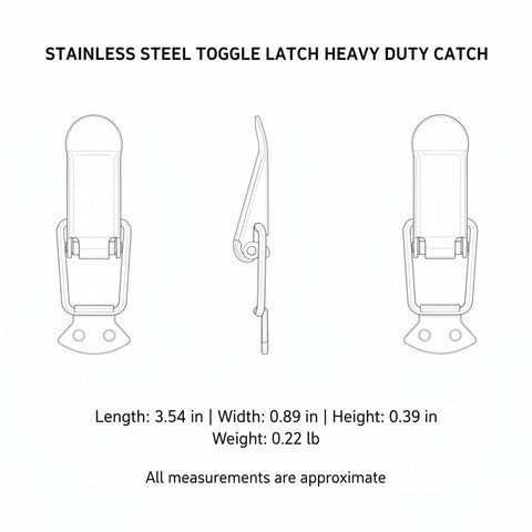 Heavy Duty Toggle Latch With Secure Grip Keeps Hinged Lids And Panels Locked Firm During Transport, stainless steel design, 3.54 in length.