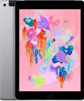Thoroughly Revamped Sixth Generation Smart Tablet Boasting A Hella Vivid Ninety Seven Inch Retina Display And Lightning Fast Processing Paired With Ample Memory Vaulted Inside A Slick Space Gray Chassis For Effortless Browsing And Serious Entertainment, showcasing colorful art on the screen.