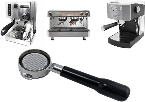 Bottomless 58mm Portafilter For E61 Group Heads, 2-Ear Naked Design, Compatible With Rancilio Expobar, with espresso machines.