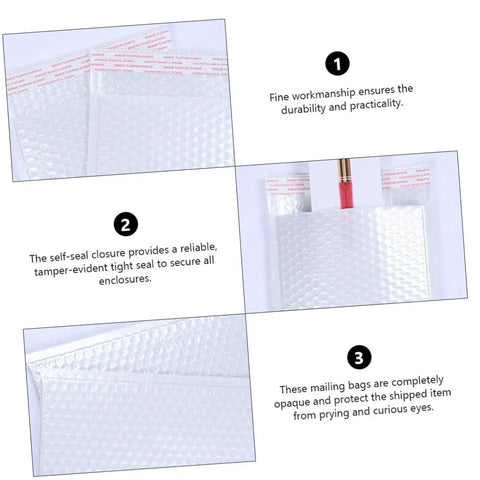 White Bubble Mailers 24x35cm Plus 5cm Padded Envelopes Shockproof Packaging Bags showing bubble interior and self-seal closure.