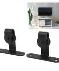 Top Shelf Heavy Duty Sliding Barn Door Roller Kit With Whisper Quiet Gliders And Smooth Operator Hardware, black metal brackets for DIY installation.