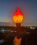 Retro Resin Torch Prop LED Light Handheld Flameless Portable Outdoor Torch Prop Lamp For Camping Parties Stage Performances School Events And Holiday Festivities Eco Friendly Reusable Lit Realistic Flame Effect handheld in outdoor setting