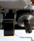 Close-up of Split Half Nuts for Mini Lathes 16mm ID 1.5mm Pitch 45 steel, showing gear mechanism and easy open design.