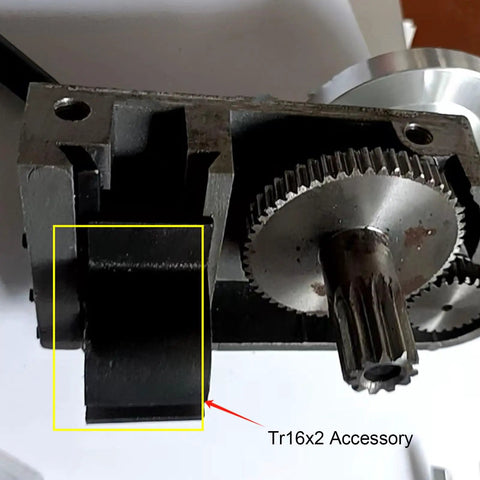 Close-up of Split Half Nuts for Mini Lathes 16mm ID 1.5mm Pitch 45 steel, showing gear mechanism and easy open design.