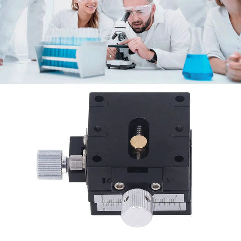 XY Linear Stage 40x40mm Aluminum Manual Precision Slide Platform For Micro Projects with knob and ruler detail
