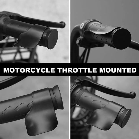 Four Black Motorcycle Throttle Mounts Ride Ready Wrist Throttle Assist Rest for Handlebar Grips in use