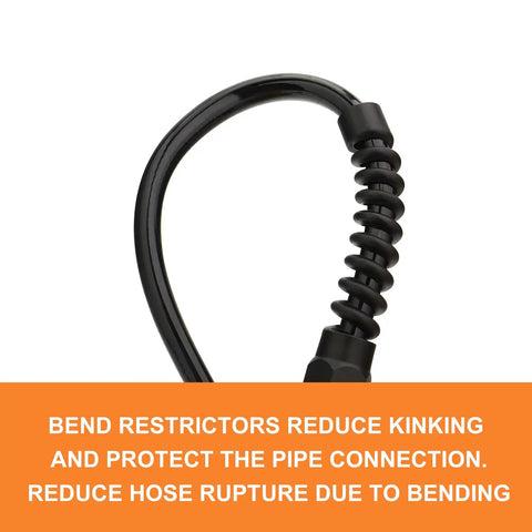 Close-up of bend restrictor on Coiled One Quarter Inch Ten Feet Reinforced Polyurethane Air Hose With Bend Restrictor And 360 Degree Swivel Coupler