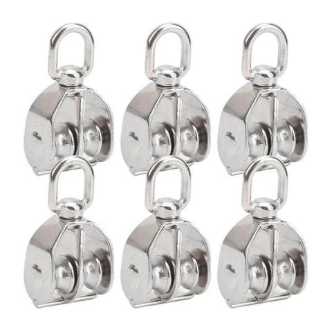 Six 10Pcs M15 Pulley Block 304 Stainless Steel Heavy Duty Traction Wheel Single/Double Wheel Lifting Rope Block Wholesale(Single)