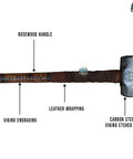 Custom Handmade Bear Engraved Decorative Hammer For Blacksmiths And Crafters, Rosewood handle, and carbon steel head.