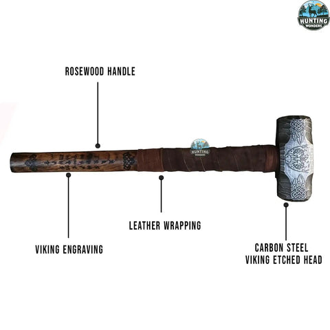 Custom Handmade Bear Engraved Decorative Hammer For Blacksmiths And Crafters, Rosewood handle, and carbon steel head.
