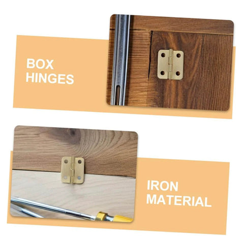Image showing installed 40 Pcs Miniature Brass Hinges With Screws For Jewelry Boxes And Dollhouses 270 Degree Tiny Hinge Hardware.