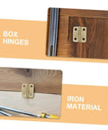 Close-up of 40 Pcs Small Brass Mini Hinges Hardware Kit With Screws For Jewelry Boxes Dollhouses And Wooden Crafts installed on wood.