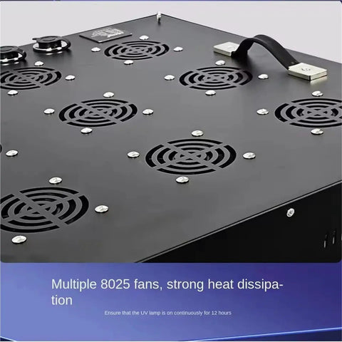 Robust Workhorse UV Curing Light With 365Nm 395Nm And 405Nm Bands For Fast Resin And Adhesive Cure showing heat dissipation fans.