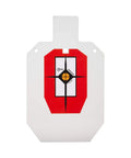 IPSC Silhouette Target On AR500 Steel For Rimfire And Centerfire Pistols 9 Inch Wide By 14.875 Inch High White Red Black Durable Target