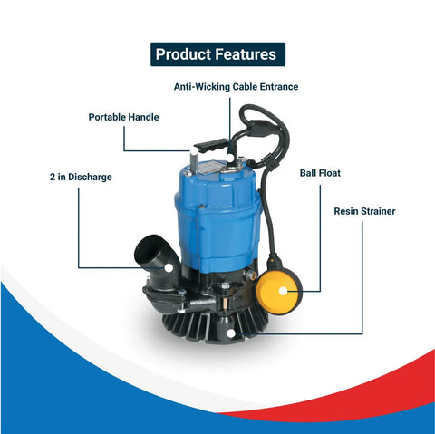 Beefy Submersible Trash Pump With Built In Float Switch Auto Operation 1/2 Hp 115V 2 Inch Discharge Perfect For Dewatering Sand And Solids