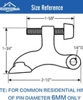 Size reference diagram of Super Sturdy Hinge Pin Door Stoppers 36 Pack Adjustable Wall Savers With Thick Rubber Cushions.