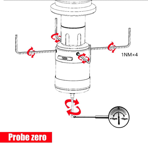Rock Solid High Precision 3D Trigger Edge Finder CNC Touch Probe With A Premium Ruby Stylus shows probe calibration details.